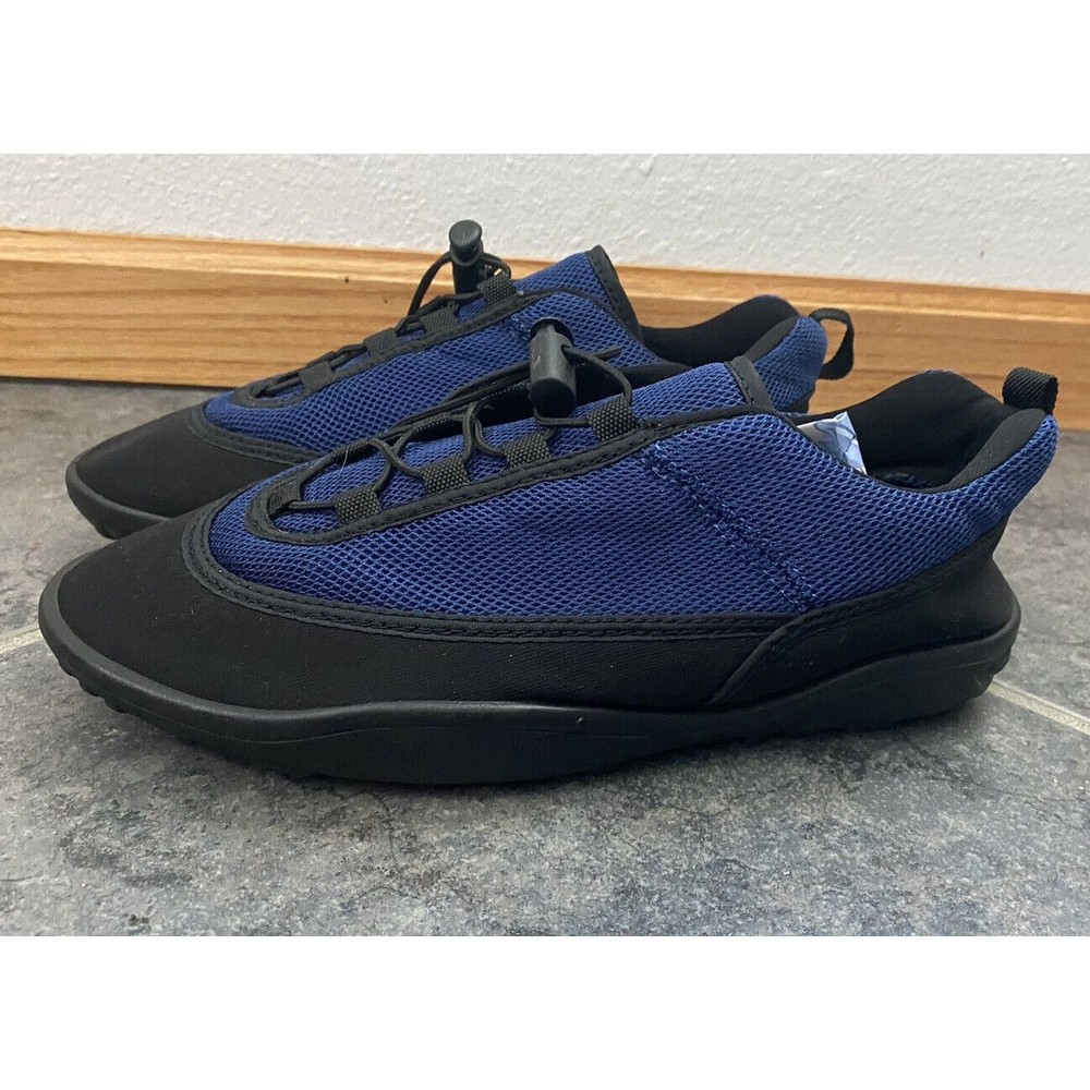 Lands End Woman Mesh Water Shoe Sneakers Blue Low Top Bungee Lace Size 8B 71720